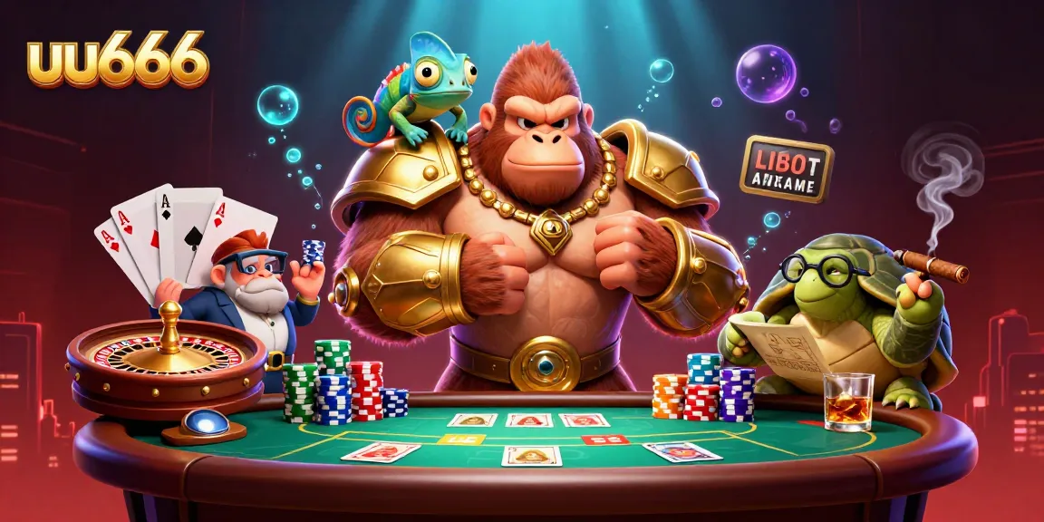 Engage with the ultimate casino live experience at uu666 featuring a vibrant gorilla king and chameleon companion.
