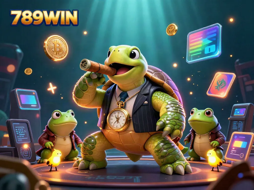 Experience the excitement of 789WIN with a vibrant casino scene featuring a mobster turtle and frog enforcers.