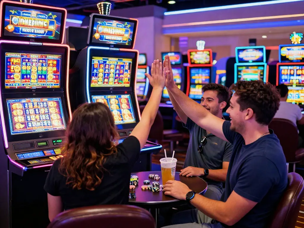 Casino Gratuit players enjoying live slot machines in an exciting, vibrant environment.