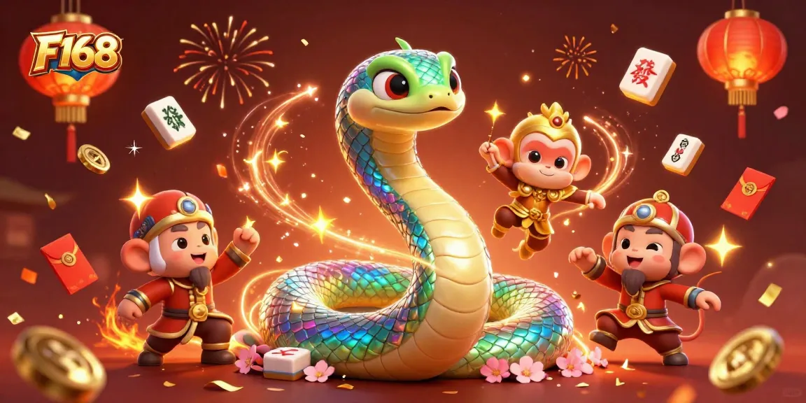 Play and win at F168 with magical casino elements in a vibrant, festive scene.