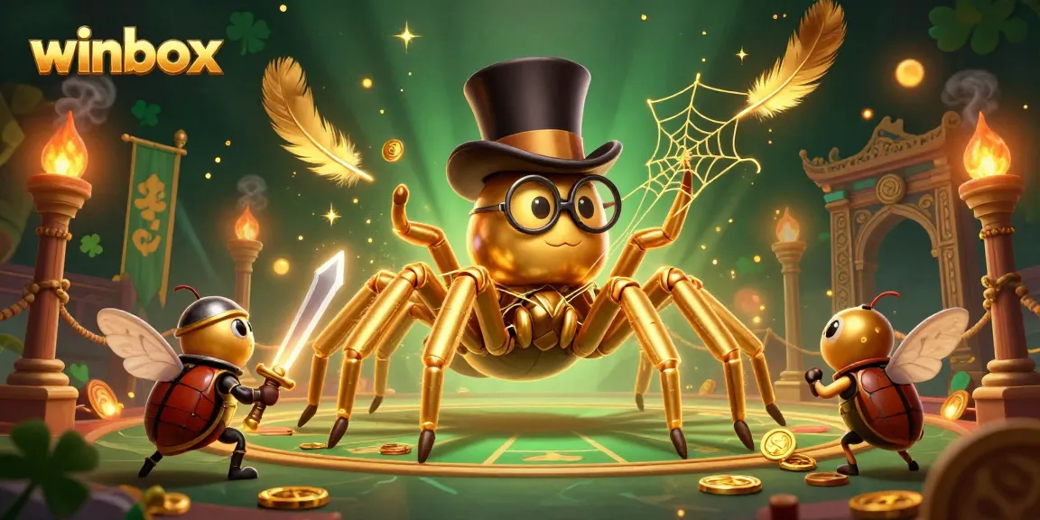 Engage with thrilling casino action at winbox through an epic battle between a golden tarantula and a beetle knight, packed with exciting elements.