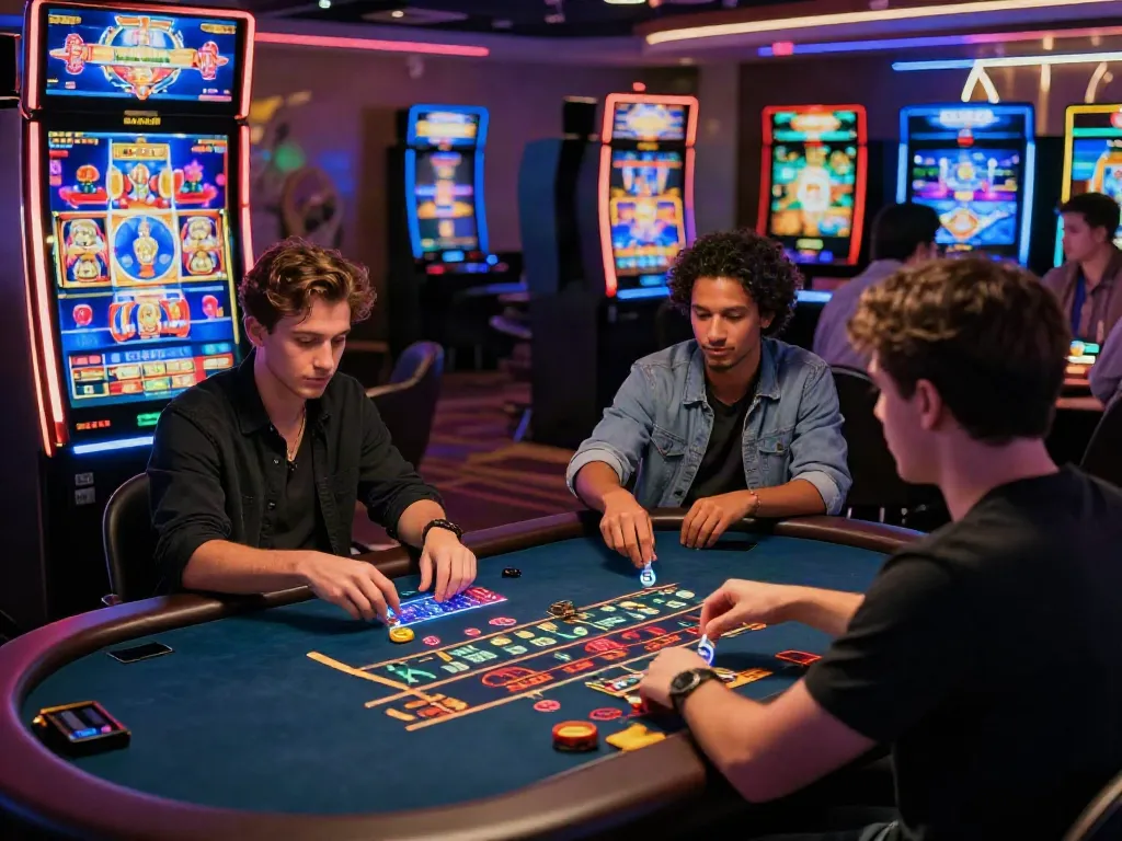 Engaging online casino environment with diverse players enjoying live dealer games and colorful slot machines showcasing the excitement of Casino En Ligne.