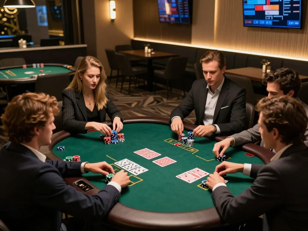 Enjoying a thrilling game with slot bet 400 at a stylish blackjack table, celebrating strategic plays.