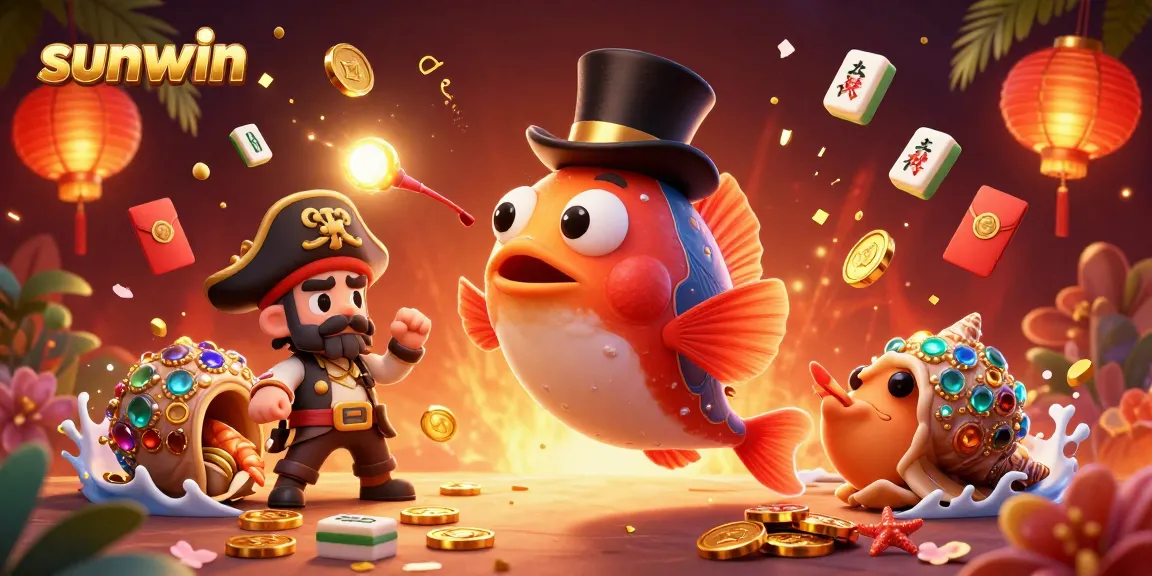 Experience sunwin's vibrant casino scene with anglerfish, pirate shrimp, and treasure-filled snail.