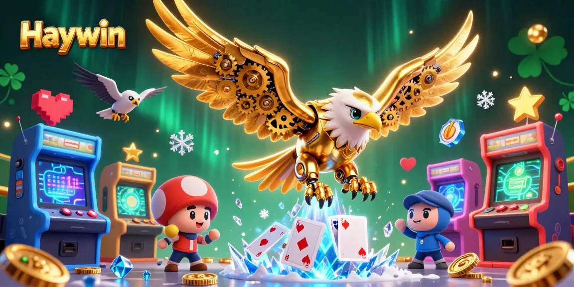 Experience thrilling gameplay at Haywin with vibrant holographic cards and dynamic characters in a magical gaming world.
