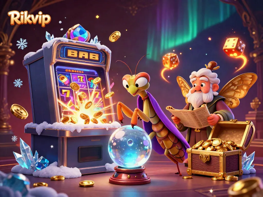 Experience the excitement of Rikvip with vibrant 3D casino elements and magical characters.