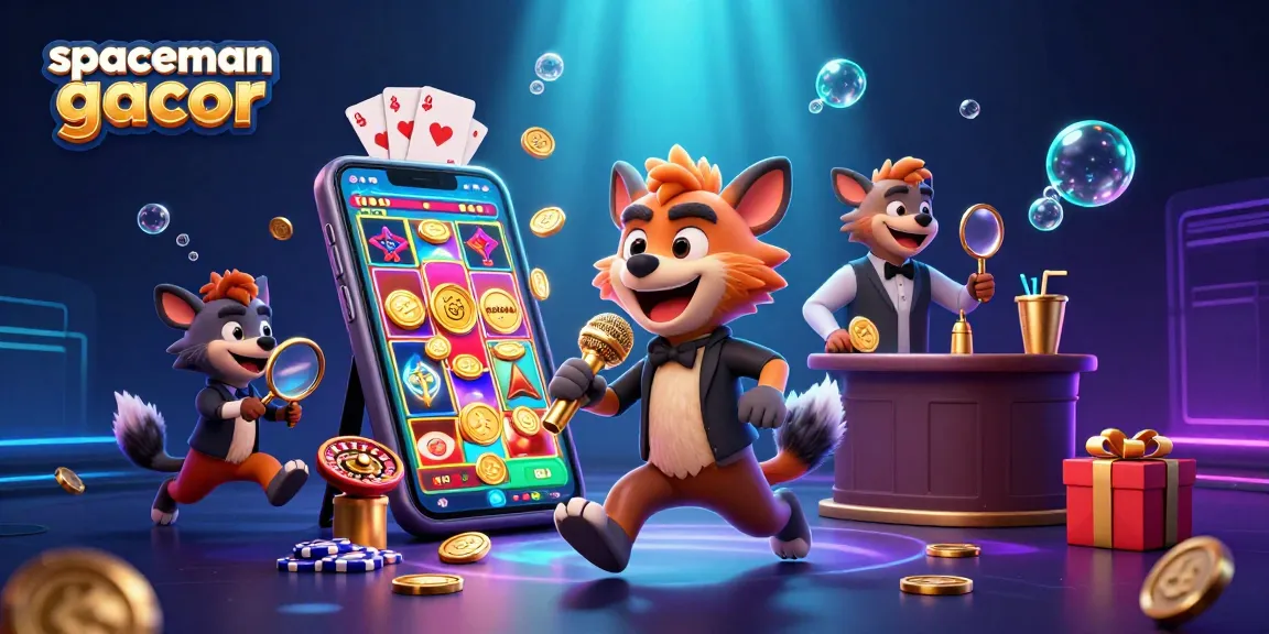 Experience thrilling Spaceman Gacor gameplay with vibrant casino elements and engaging hyena characters.