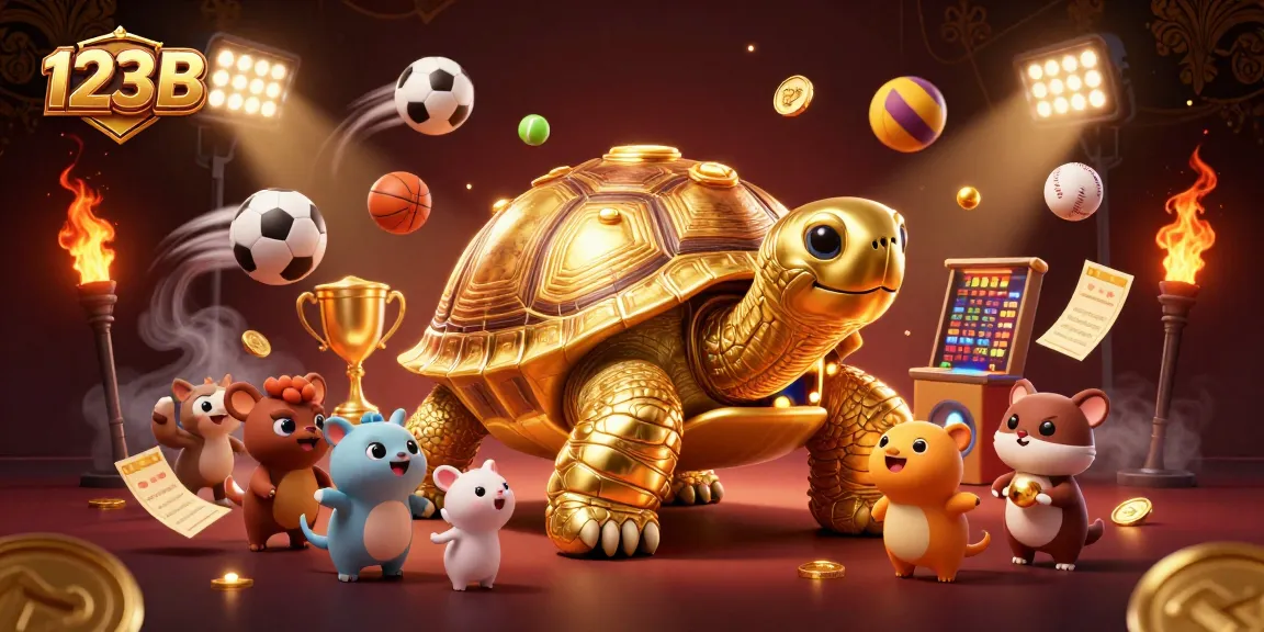 Experience winning moments with 123 B, where a joyful tortoise and exciting gameplay collide.