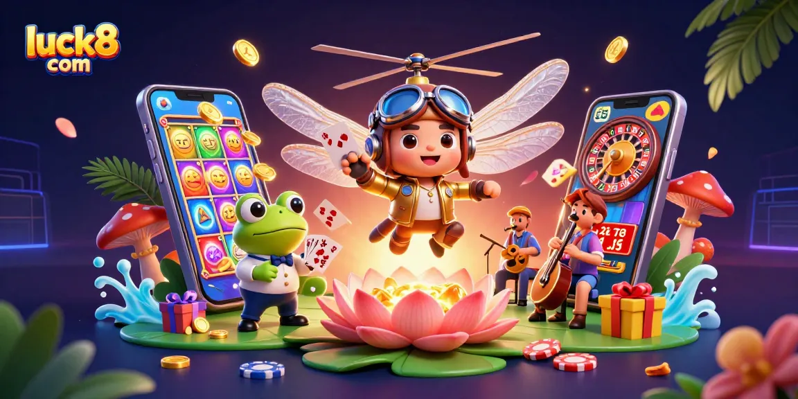 Engage in thrilling gameplay at luck8 com with vibrant cartoon characters in a dynamic casino scene.