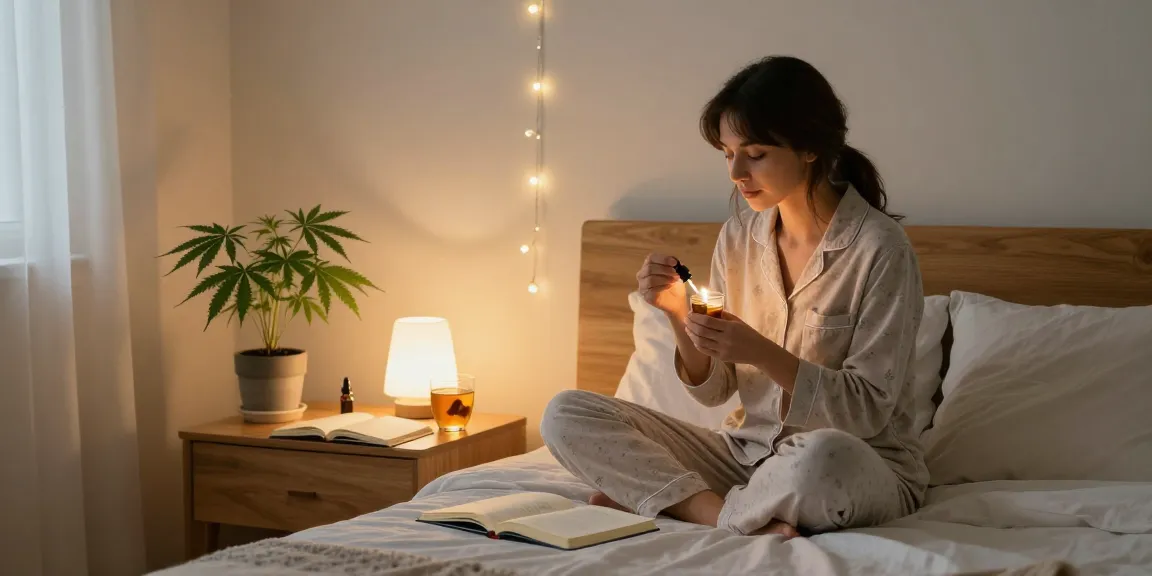 Ministry of Cannabis CBD oil tincture being used in a calming bedroom setting, promoting natural wellness and relaxation.