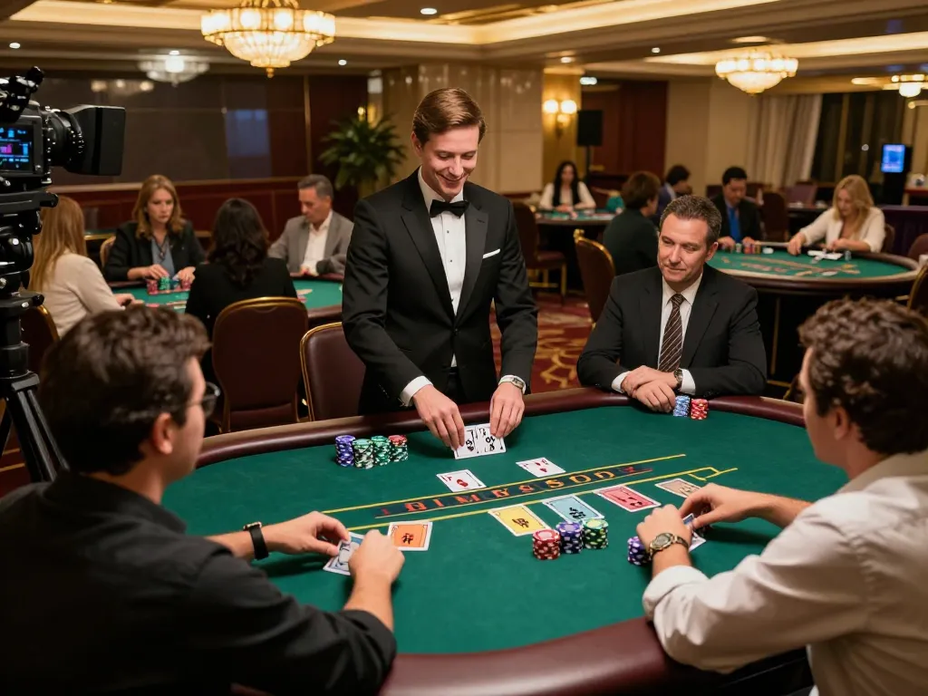 Players engage in strategic blackjack gameplay at 98win casino with vivid lighting and luxurious ambiance