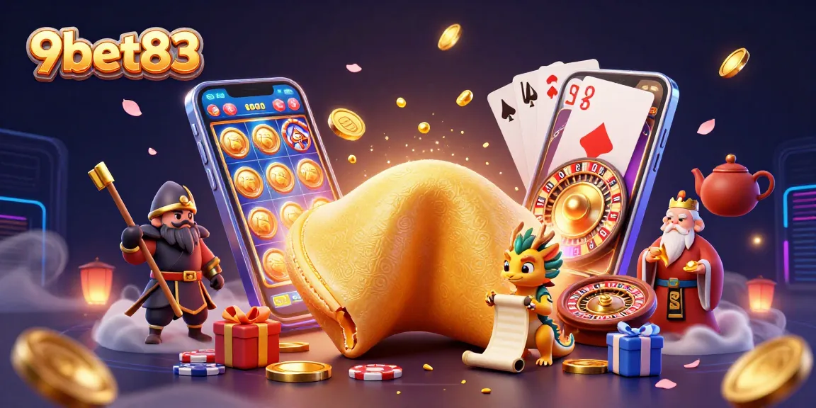 Engage in thrilling slot games at 9bet83 with enchanting fortune cookie characters and dynamic casino elements.