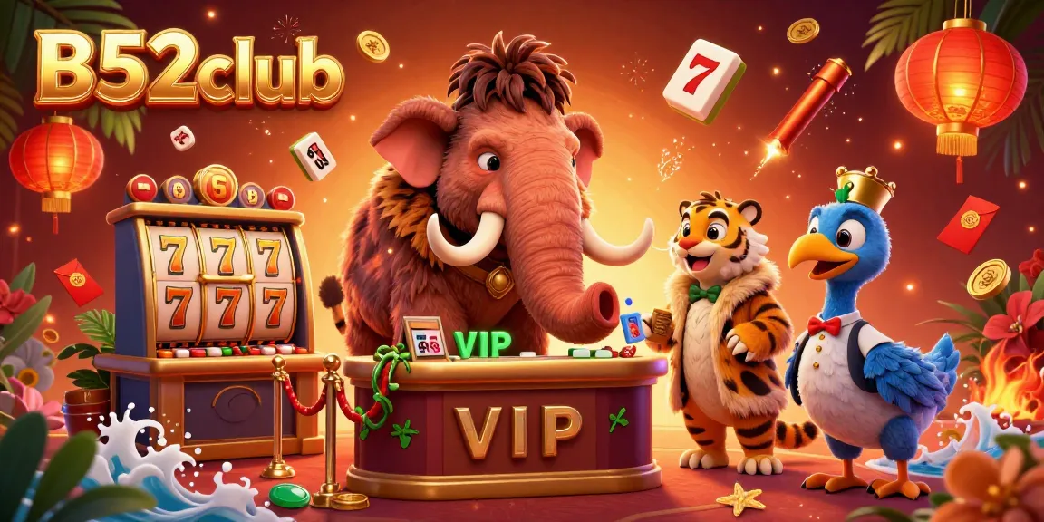 Experience the excitement of B52club with a vibrant casino scene featuring iconic characters and dynamic gaming elements.