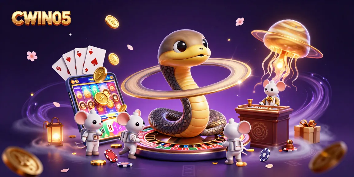 Experience the thrill of CWIN05 with a vibrant 3D casino scene featuring games and bets in action.