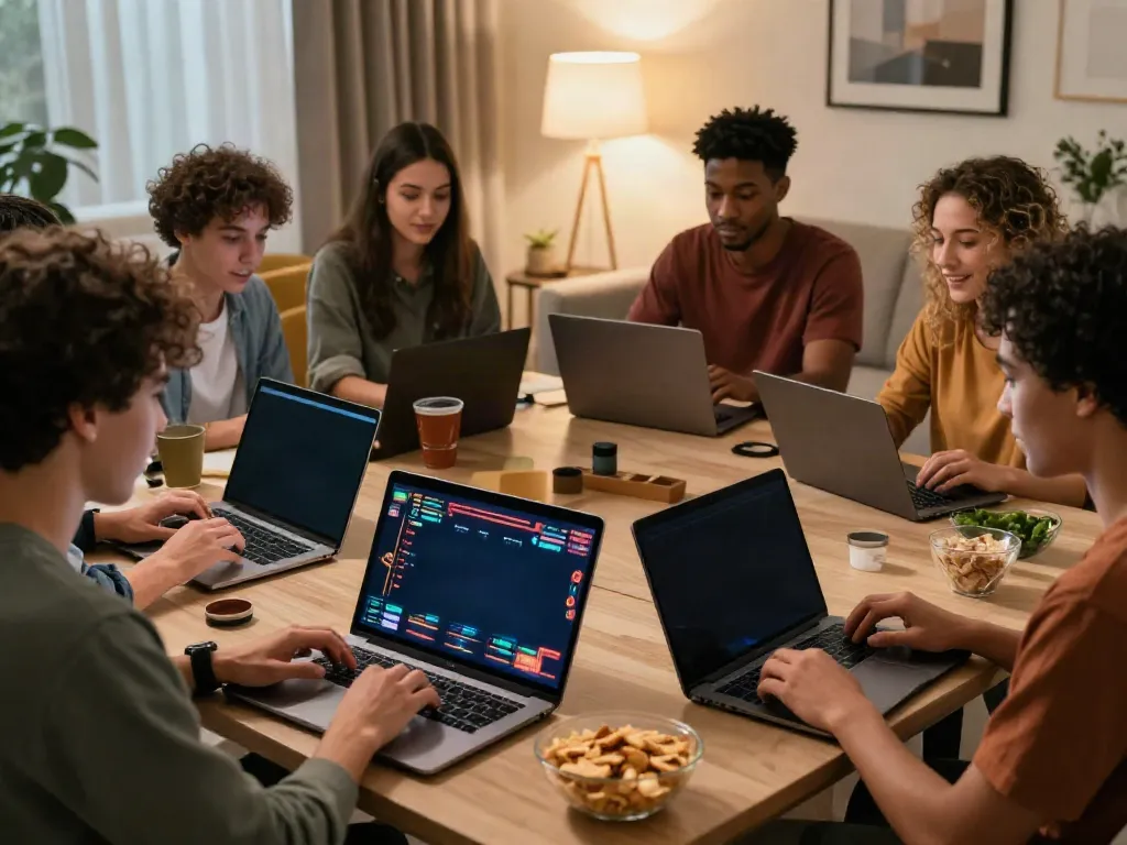 Casino Gratuit sans depot online gaming scene with friends enjoying a vibrant game night.