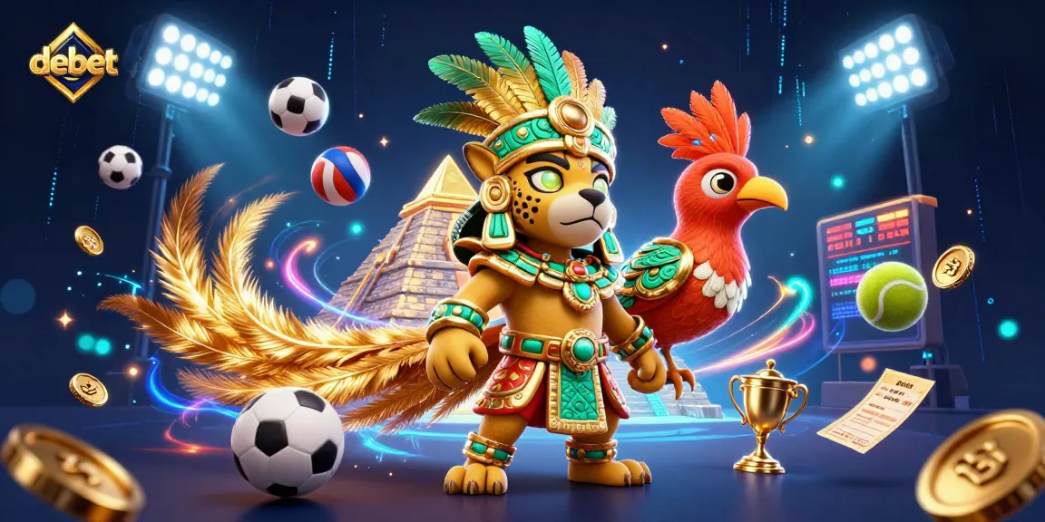 Engage in thrilling betting activities with debet, surrounded by dynamic sports elements and vibrant casino energy.