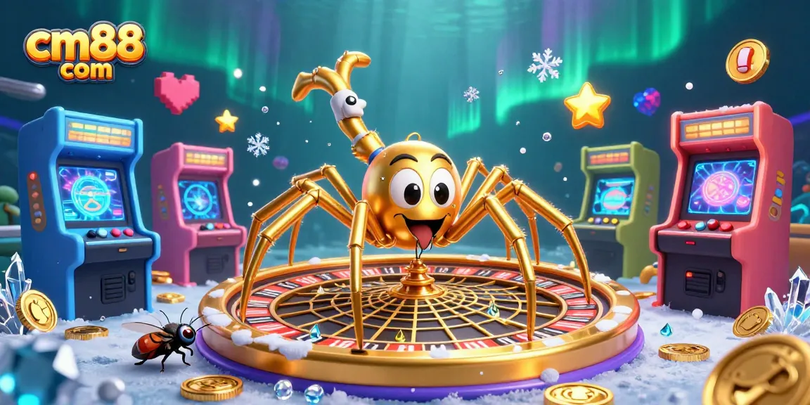 Experience thrilling wins with cm88 com as a golden spider spins a roulette wheel.