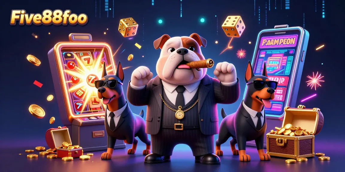 Experience the thrill of slot machines with Five88foo's animated jackpot scene featuring characters and vibrant elements.