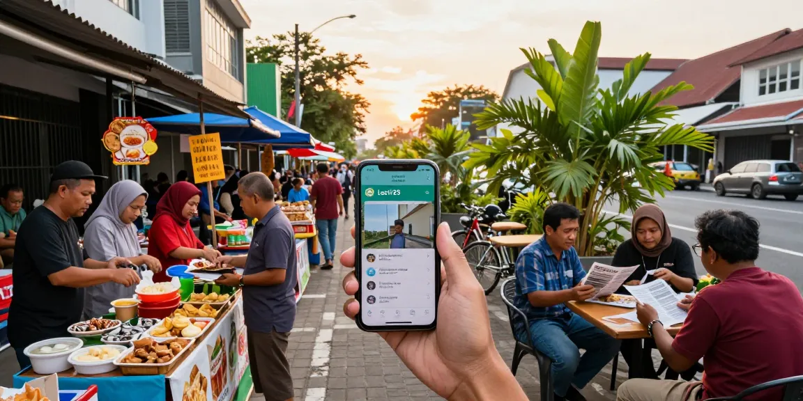 Interaksi masyarakat di portal informasi lokal Leci123 dengan suasana Kota Sakarya yang ceria.