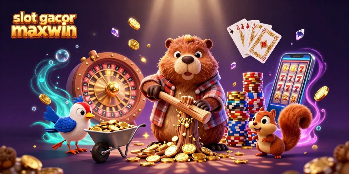 Experience slot gacor maxwin with exciting winning moments depicted in a colorful casino adventure scene.