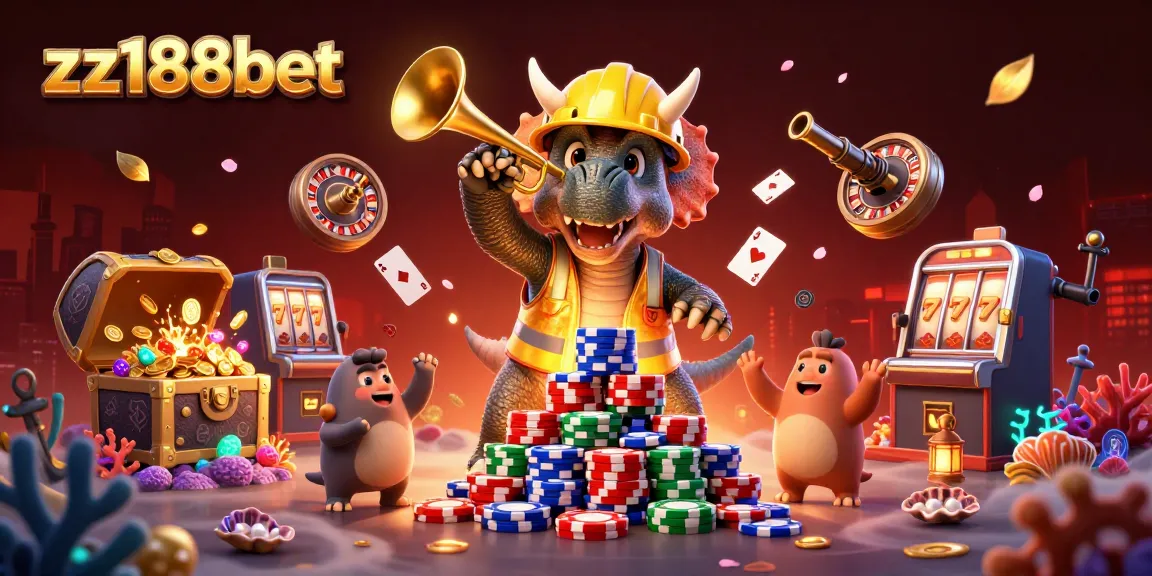 Experience thrilling gameplay at zz188bet with dynamic poker chips and festive characters celebrating wins