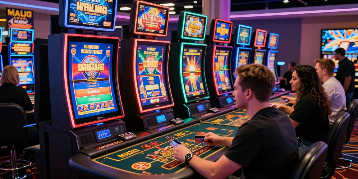 Engaging scene at credit card casinos UK, showcasing players using credit cards at vibrant gaming stations filled with excitement.