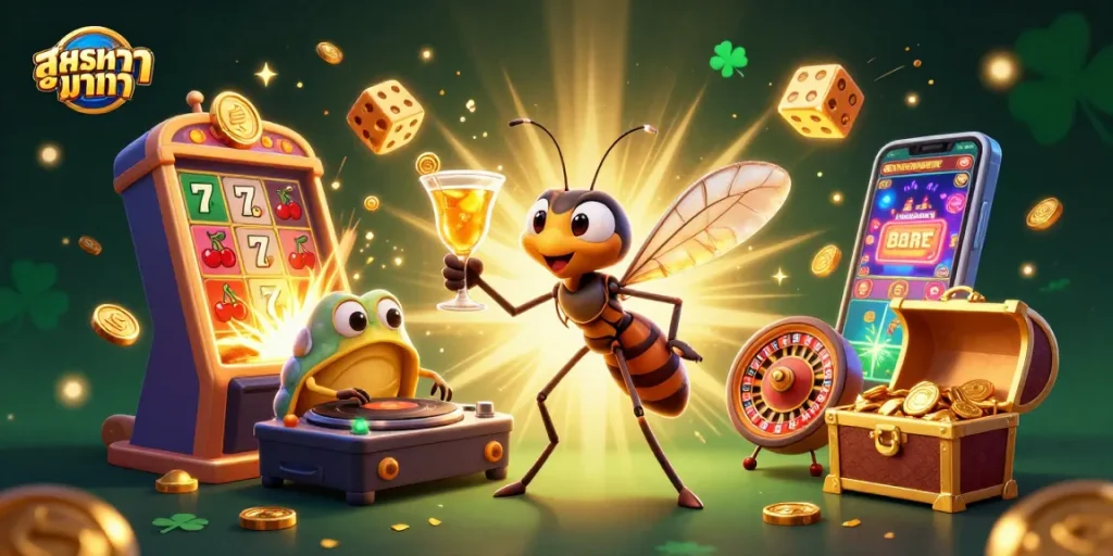 Experience สูตรบาคาร่า strategies with a lively casino scene featuring a unique mashup of characters and components.