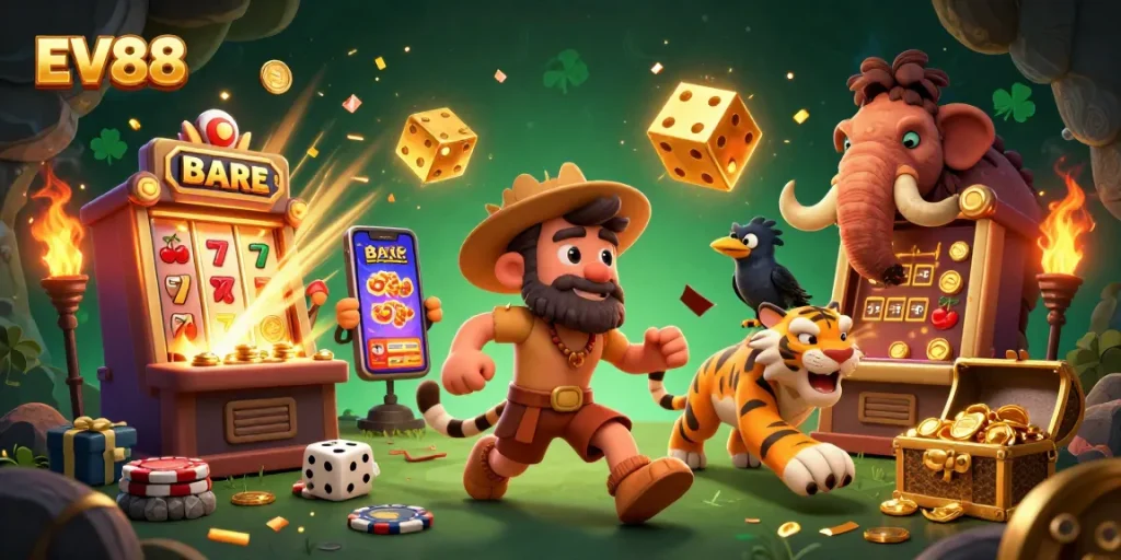 Experience winning adventures at EV88's prehistoric casino with exciting game elements!