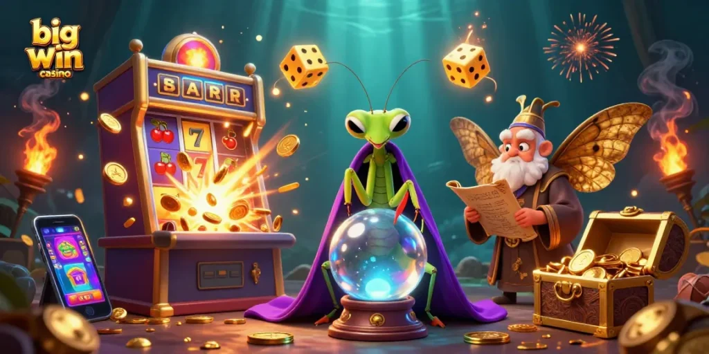 Engage with big win casino's thrilling slot machine action and mystical characters.