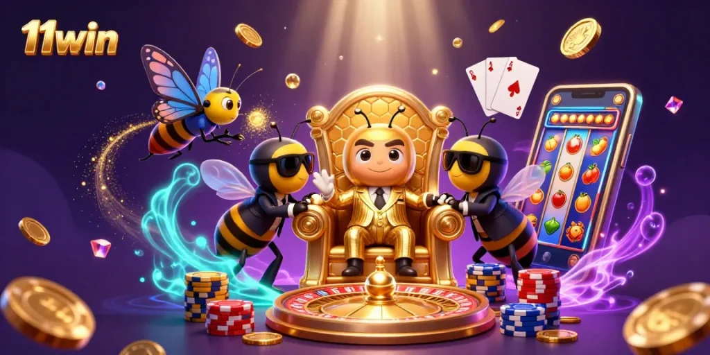 Experience thrilling jackpots at 11win with a vibrant casino illustration showcasing exciting games.